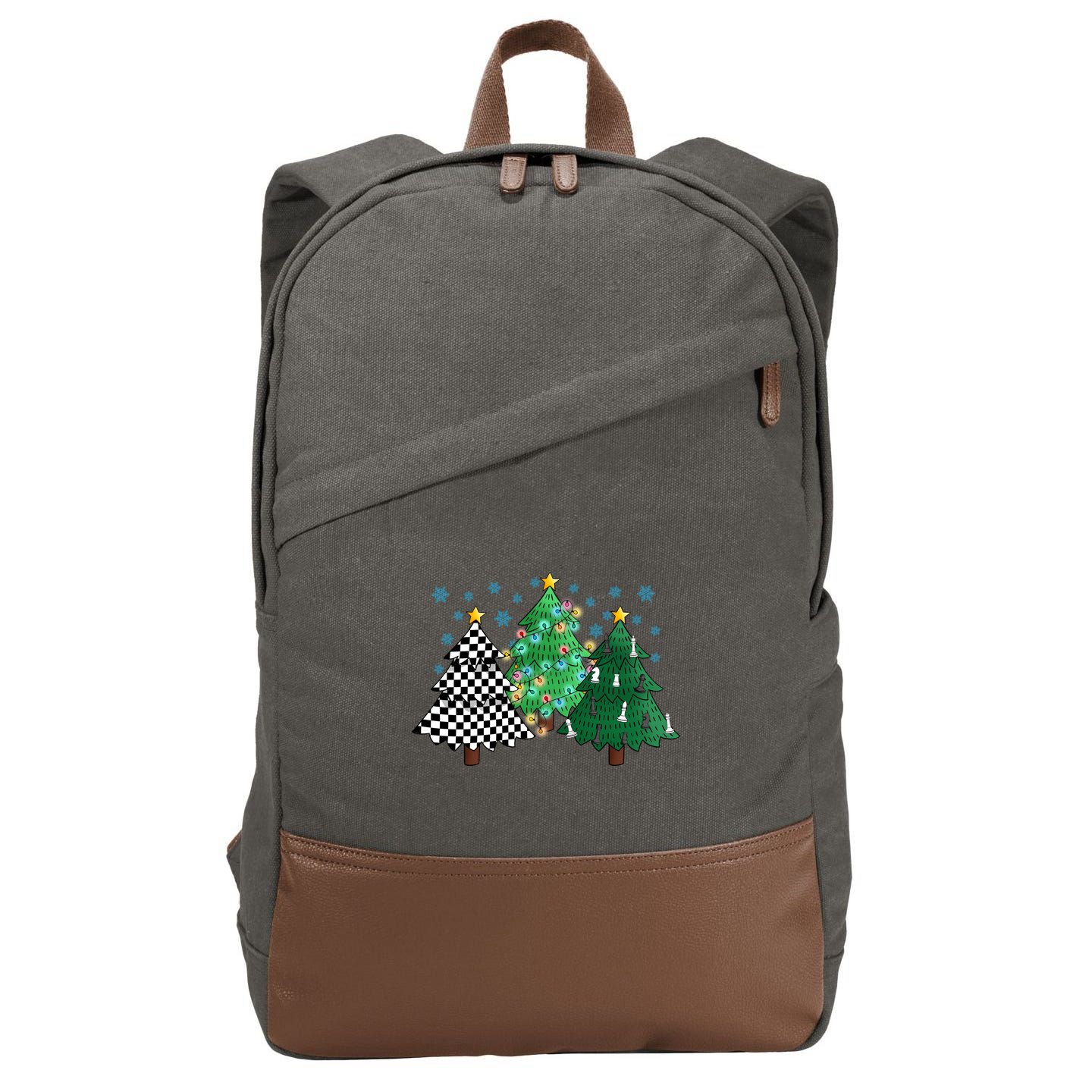Chess Christmas Tree Funny Xmas Team Sport Gift Cotton Canvas Backpack