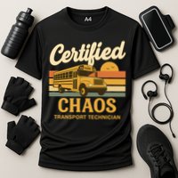 Certified Chaos Transport Technician School Bus Driver Funny  Cooling Performance Crew T-Shirt