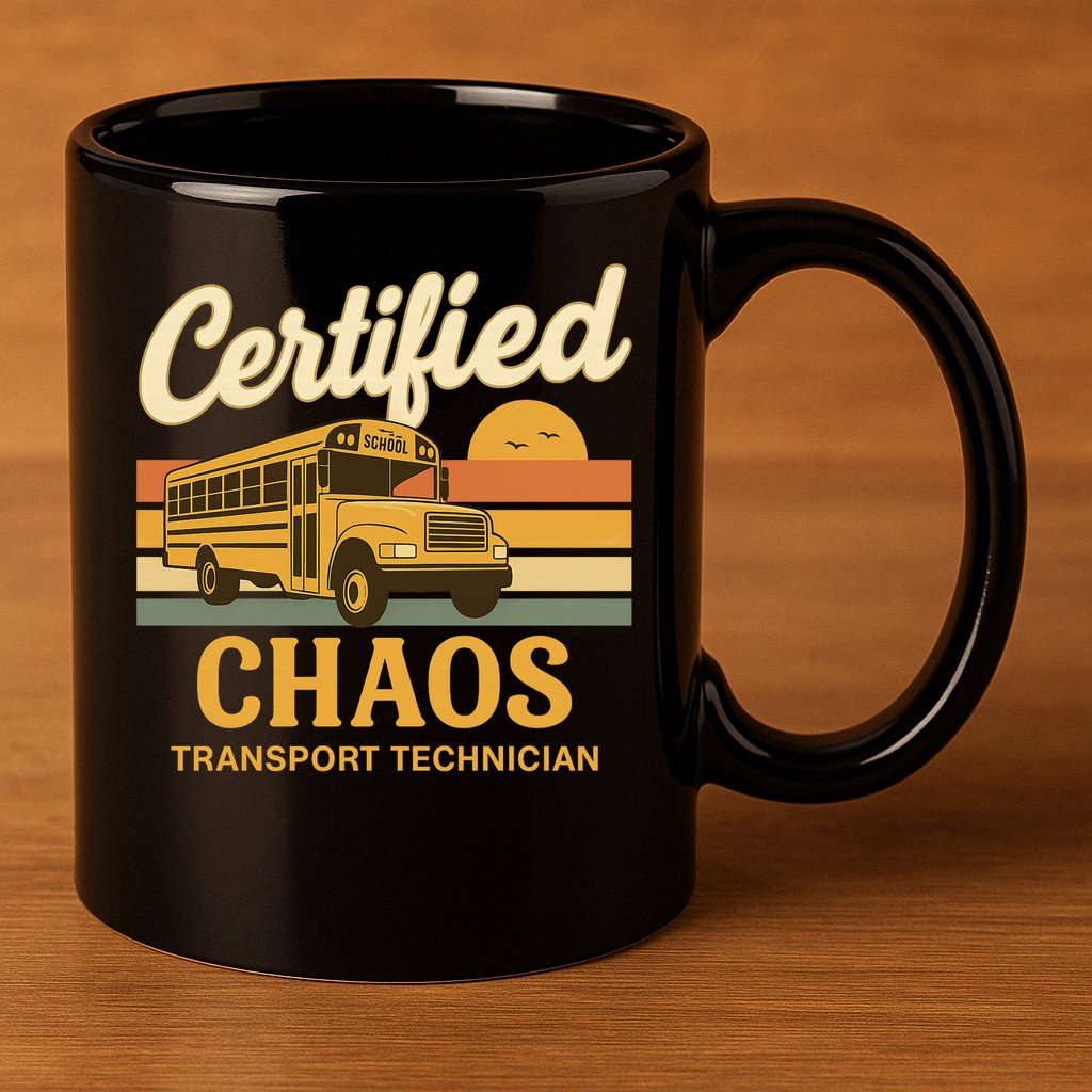 Certified Chaos Transport Technician School Bus Driver Funny  11oz C Handle Ceramic Mug