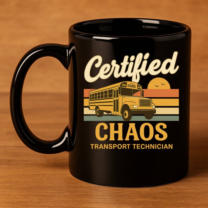 Certified Chaos Transport Technician School Bus Driver Funny  11oz C Handle Ceramic Mug