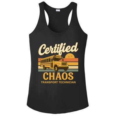 Certified Chaos Transport Technician School Bus Driver Funny  Ladies PosiCharge Competitor Racerback Tank