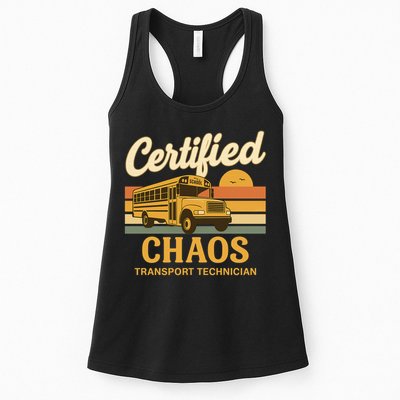 Certified Chaos Transport Technician School Bus Driver Funny  Womens Tank Top