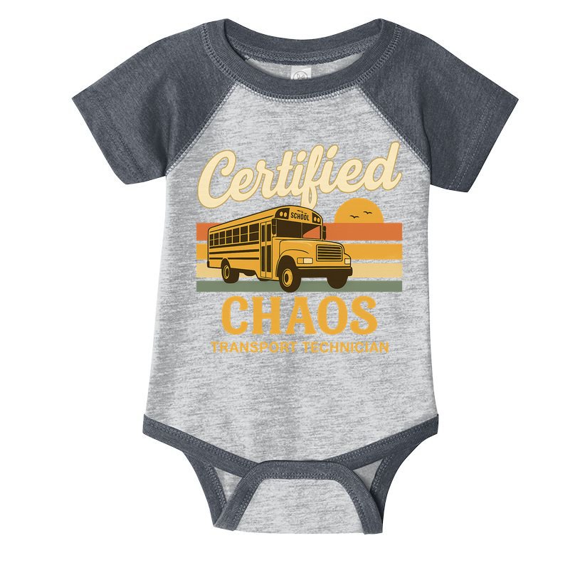 Certified Chaos Transport Technician School Bus Driver Funny  Infant Baby Jersey Bodysuit