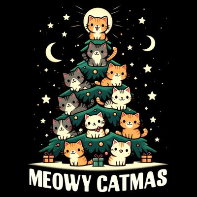 Cat Christmas Tree Xmas Funny Santa Meowy Catmas T-Shirt