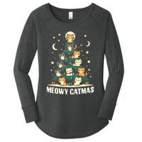 Cat Christmas Tree Xmas Funny Santa Meowy Catmas Women's Perfect Tri Tunic Long Sleeve Shirt