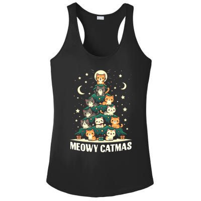 Cat Christmas Tree Xmas Funny Santa Meowy Catmas Ladies PosiCharge Competitor Racerback Tank