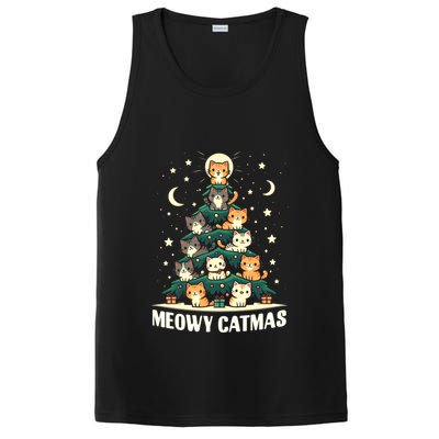 Cat Christmas Tree Xmas Funny Santa Meowy Catmas PosiCharge Competitor Tank