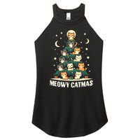 Cat Christmas Tree Xmas Funny Santa Meowy Catmas Women's Perfect Tri Rocker Tank