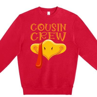 Cousin Crew Turkey Matching Family Thanksgiving Party Pajama Premium Crewneck Sweatshirt