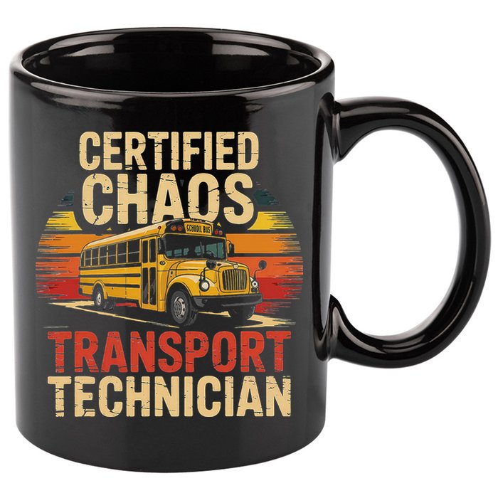 Certified Chaos Transport Technician School Bus Design 11oz C Handle Ceramic Mug