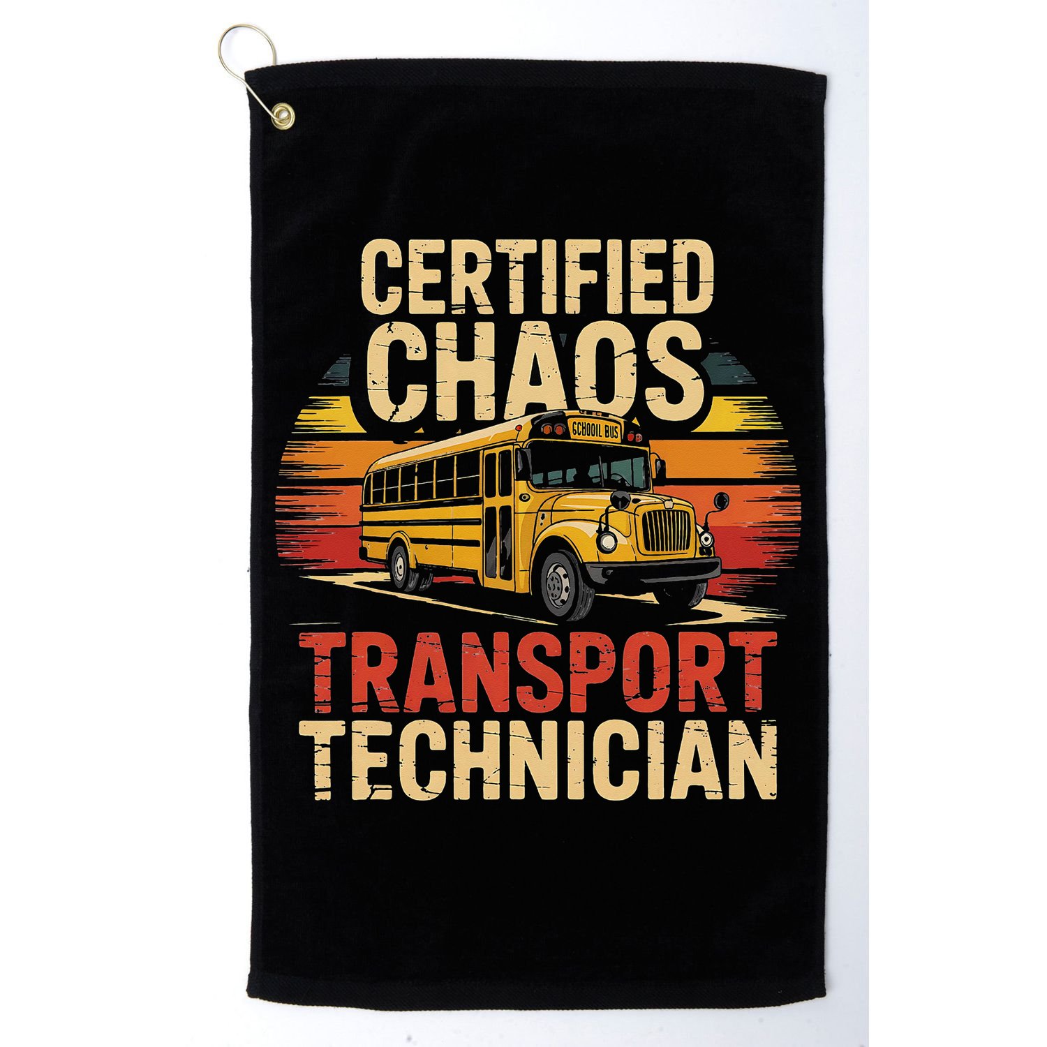 Certified Chaos Transport Technician School Bus Design Golf Towel