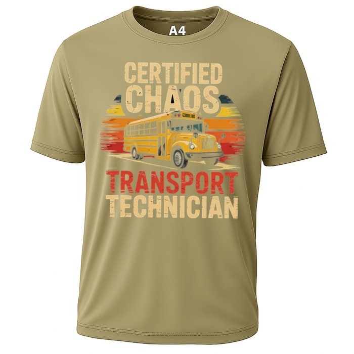 Certified Chaos Transport Technician School Bus Design Cooling Performance Crew T-Shirt