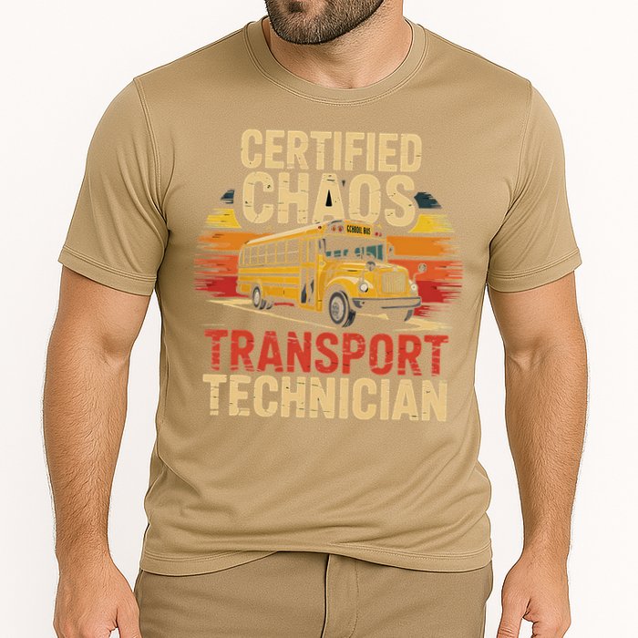 Certified Chaos Transport Technician School Bus Design Cooling Performance Crew T-Shirt