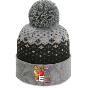 Cute Colorful Teach Love Inspire The Baniff Cuffed Pom Beanie