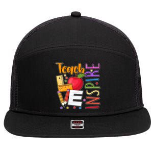 Cute Colorful Teach Love Inspire 7 Panel Mesh Trucker Snapback Hat