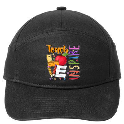 Cute Colorful Teach Love Inspire 7-Panel Snapback Hat