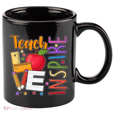 Cute Colorful Teach Love Inspire 11oz C Handle Ceramic Mug