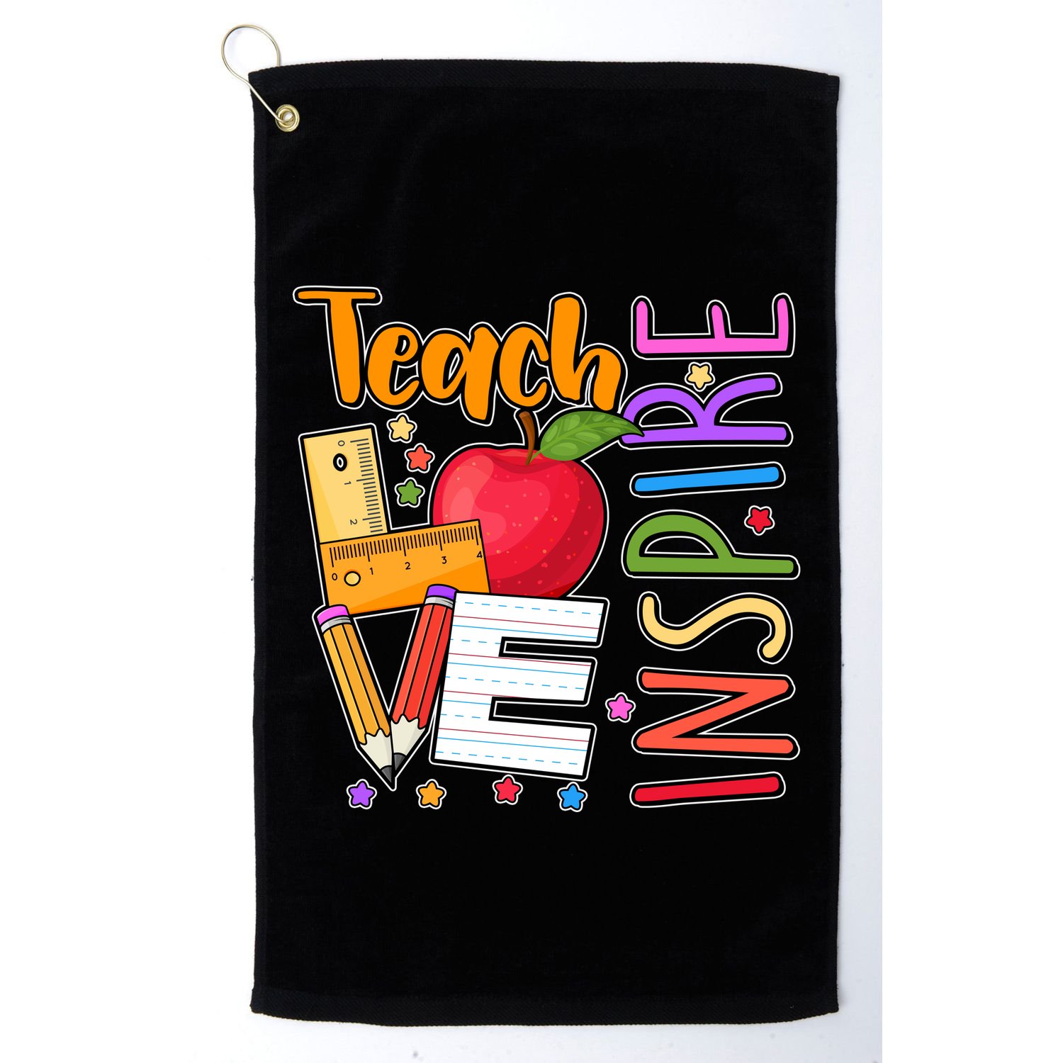 Cute Colorful Teach Love Inspire Golf Towel