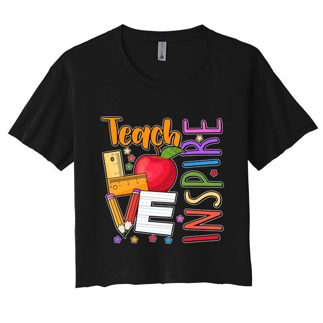 Cute Colorful Teach Love Inspire Crop Top