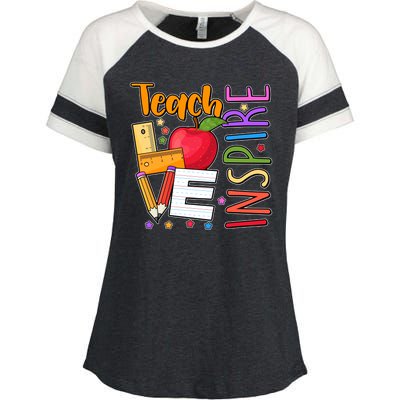 Cute Colorful Teach Love Inspire Enza Ladies Jersey Colorblock Tee