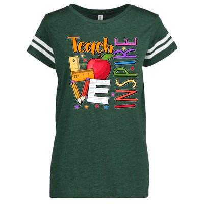 Cute Colorful Teach Love Inspire Enza Ladies Jersey Football T-Shirt