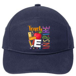 Cute Colorful Teach Love Inspire 7-Panel Snapback Hat