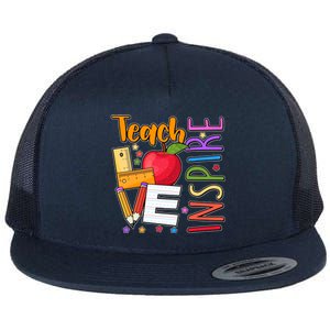 Cute Colorful Teach Love Inspire Flat Bill Trucker Hat