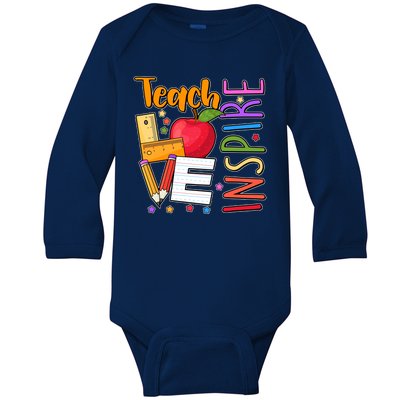 Cute Colorful Teach Love Inspire Baby Long Sleeve Bodysuit