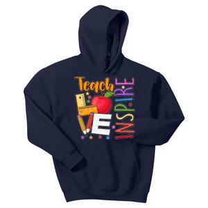 Cute Colorful Teach Love Inspire Kids Hoodie