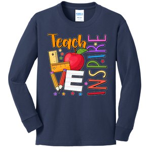 Cute Colorful Teach Love Inspire Kids Long Sleeve Shirt