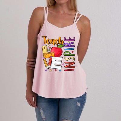 Cute Colorful Teach Love Inspire Women's Strappy Tank