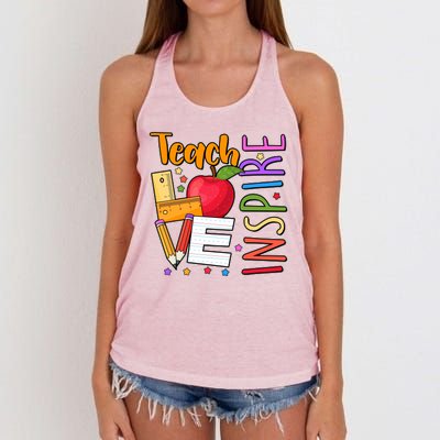 Cute Colorful Teach Love Inspire Women's Knotted Racerback Tank