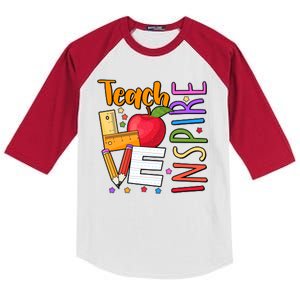 Cute Colorful Teach Love Inspire Kids Colorblock Raglan Jersey