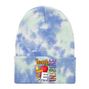 Cute Colorful Teach Love Inspire Tie Dye 12in Knit Beanie