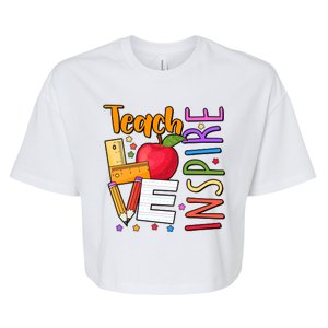 Cute Colorful Teach Love Inspire Bella+Canvas Jersey Crop Tee