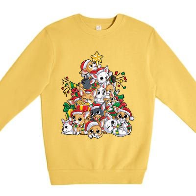 Chihuahua Christmas Tree Santa Dog Lover Xmas Gift Women Long Sleeve Premium Crewneck Sweatshirt