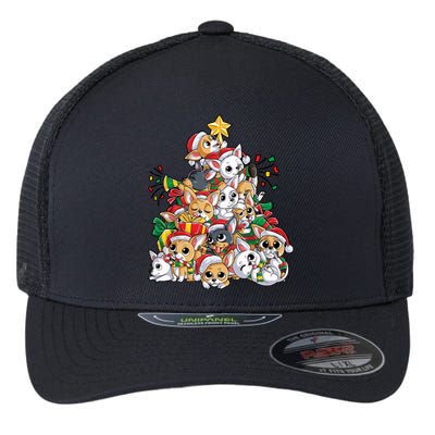 Chihuahua Christmas Tree Santa Dog Lover Xmas Gift Women Long Sleeve Flexfit Unipanel Trucker Cap