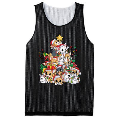 Chihuahua Christmas Tree Santa Dog Lover Xmas Gift Women Long Sleeve Mesh Reversible Basketball Jersey Tank