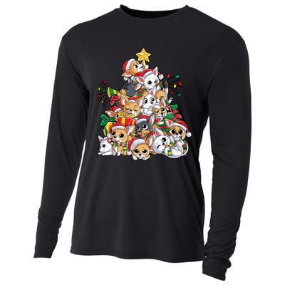 Chihuahua Christmas Tree Santa Dog Lover Xmas Gift Women Long Sleeve Cooling Performance Long Sleeve Crew