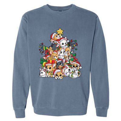 Chihuahua Christmas Tree Santa Dog Lover Xmas Gift Women Long Sleeve Garment-Dyed Sweatshirt