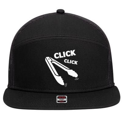 Click Click Tongs BBQ Barbecue Funny 7 Panel Mesh Trucker Snapback Hat