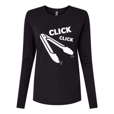 Click Click Tongs BBQ Barbecue Funny Womens Cotton Relaxed Long Sleeve T-Shirt