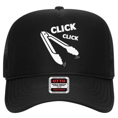 Click Click Tongs BBQ Barbecue Funny High Crown Mesh Back Trucker Hat