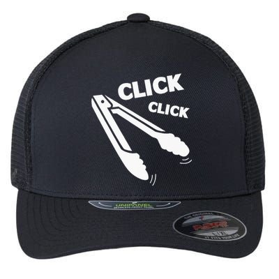 Click Click Tongs BBQ Barbecue Funny Flexfit Unipanel Trucker Cap