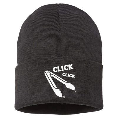 Click Click Tongs BBQ Barbecue Funny Sustainable Knit Beanie