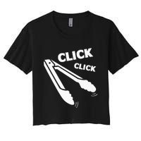 Click Click Tongs BBQ Barbecue Funny Women's Crop Top Tee