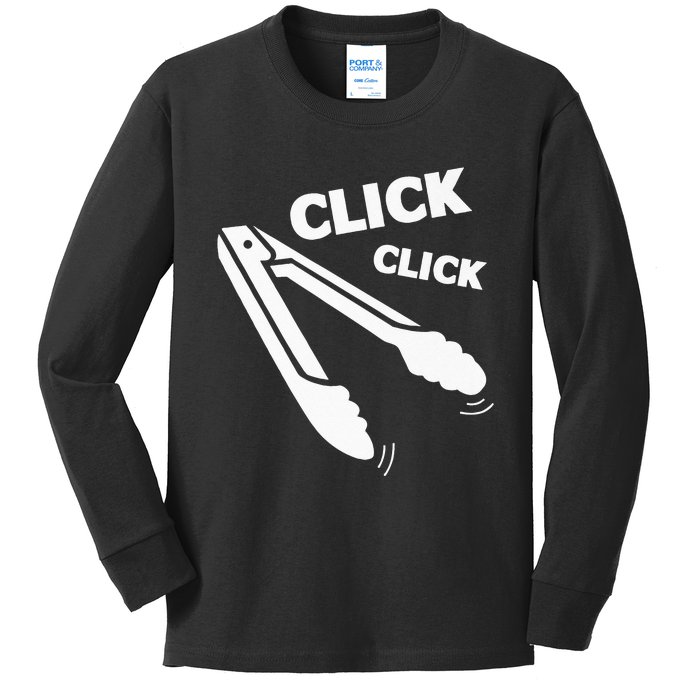 Click Click Tongs BBQ Barbecue Funny Kids Long Sleeve Shirt