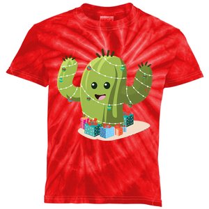 Cactus Christmas Tree Kids Tie-Dye T-Shirt