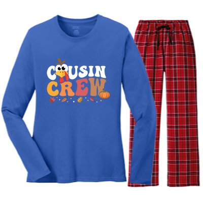 Cousin Crew Thanksgiving Family Matching Turkey Day Fall Great Gift Women's Long Sleeve Flannel Pajama Set 