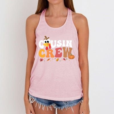 Cousin Crew Thanksgiving Family Matching Turkey Day Fall Great Gift Women's Knotted Racerback Tank